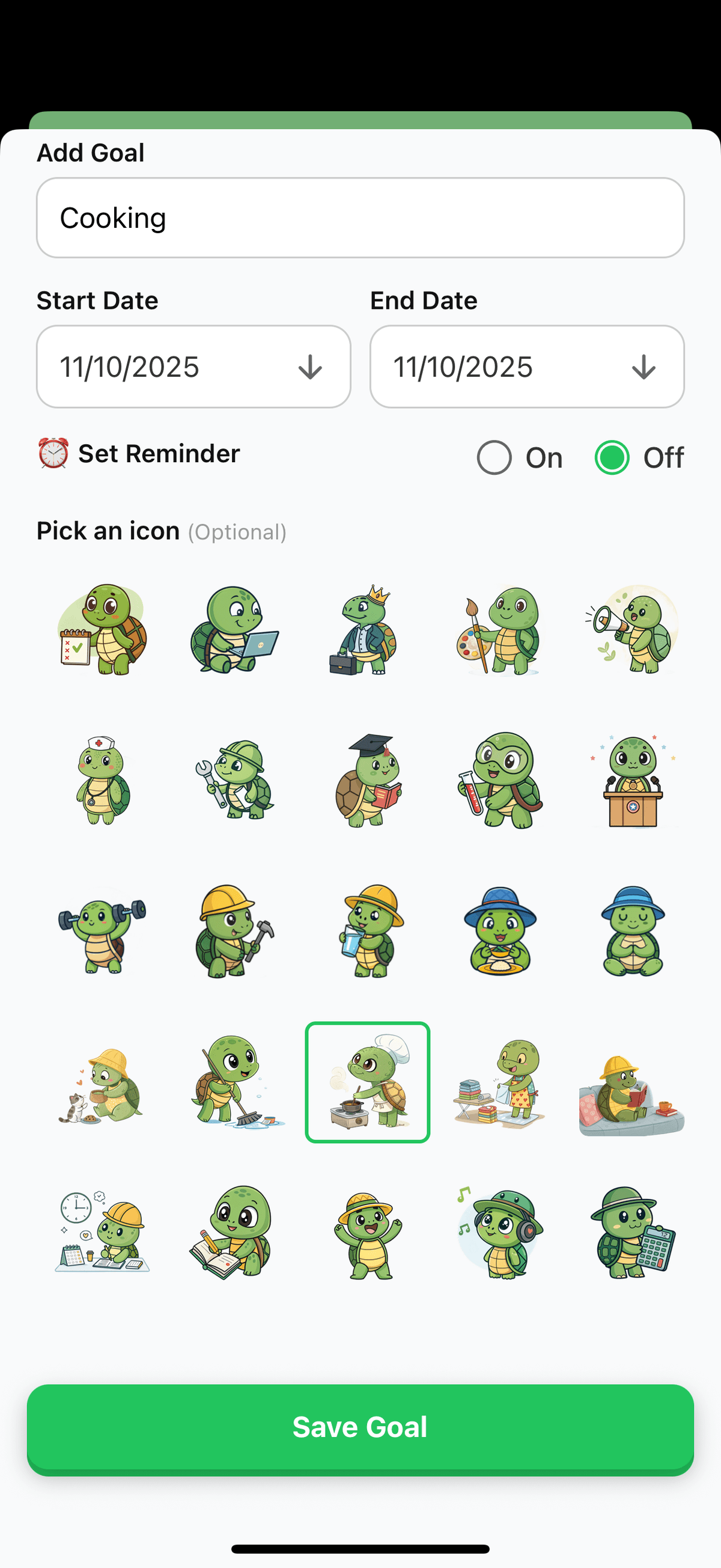 How it works - Add Goal Screen